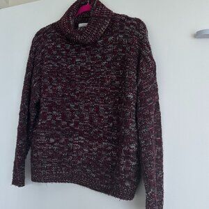 Elodie Womens Cropped Sz M Chunky Knit Sweater Pullover Burgundy Red